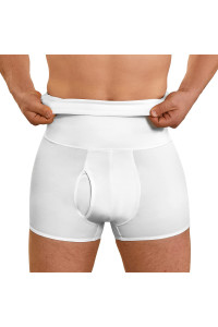 TAILONg Men Tummy control Shorts High Waist Slimming Underwear Body Shaper Seamless Belly girdle Boxer Briefs (White, Small)