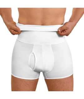 TAILONg Men Tummy control Shorts High Waist Slimming Underwear Body Shaper Seamless Belly girdle Boxer Briefs (White, Small)