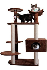 BAOFI Cat Scratching Post Activity Centre, Cat Tree Condo Furniture Scratching Post Activity Centre Toy with Hanging Ball Toys, Pets Play House Home Decorative,Brown