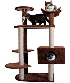 BAOFI Cat Scratching Post Activity Centre, Cat Tree Condo Furniture Scratching Post Activity Centre Toy with Hanging Ball Toys, Pets Play House Home Decorative,Brown