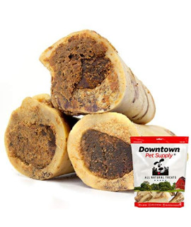 Downtown Pet Supply Premium 5 Inch USA Beef Marrow Stuffed Dog Bone, Long Lasting Meaty Chew Treat for Dogs, Aggressive Chewers (3" Stuffed, 12 Pack)