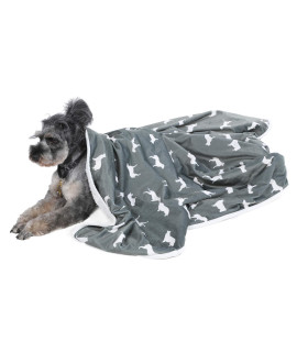LUCKITTY Waterproof Dog & Cat Blankets,Suit UP TO 20 LBS Small Dogs & Cats,Dogly Print Washable Puppy Blanket for Couch,Car,Bed Protection,Reversible Fluffy Sherpa Fleece Plush Pet Throws,22Wx30L,Grey