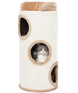 BAOFI Cat Scratching Post Activity Centre, Cat Tree Tower Condo Natural Sisal Cylindrical Multilayer Cat Scratching Post, Scandinavian Style Cat House, Warm and Comfortable,Beige-2
