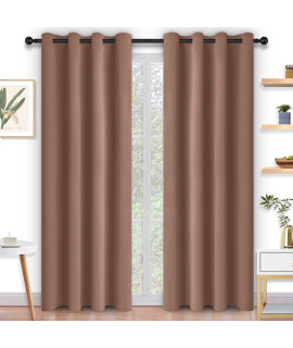 Kinryb Coffee 52W X 95L Blackout Curtains Panels With Grommets, Room Darkening Thermal Insulated Drapes For Living Room And Bedroom (Set Of 2 Panels, 52 By 95 Inches, Coffee)
