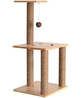 BAOFI Solid Wood Cat Tree Scratching Post Activity Centre with Natural Sisal Cat Scratching Post, Stable and Durable, with Jumping Platform and Sisal Toy Ball Solid Wear-Resisting