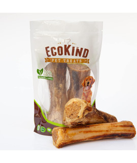 Eco Kind All-Natural Stuffed Shin Bone for Dogs Large Filled Dog Bones for All Breeds Digestible & Nutritional Meaty Pet Treats for Aggressive chewers Stuffed Shin Bone (2 Bones, 4 Inch)