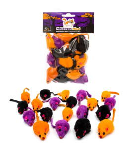 AXEL PETS 20 Halloween Colorful Furry Mice Cat Toys with Catnip and Rattle Sound Made of Real Rabbit Fur, Interactive Catch Play Teaser Mouse Toy for Cats and Kittens. Pack of 20 Mice