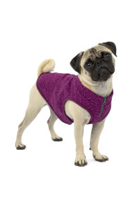 Kurgo K9 Core Dog Sweater | Sweater for Dogs | Dog Fleece Vest | Knit Fleece Pet Jacket | Fleece Lining | Lightweight | Zipper Opening for Harness | Adjustable Neck | Heather Violet | 5 Sizes (XS)