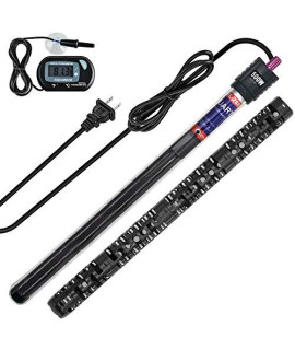 Zms Submersible Aquarium Heater With Intelligent Led Temperature Display And External Temperature Controller Quartz Shell To Prevent Explosion External And Internal Dual Temperature Control (500W)