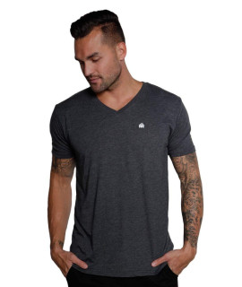 INTO THE AM V Neck T Shirts Men Fitted casual Essential Basic Undershirt Sleep Vneck Tshirt for guys (charcoal, XX-Large)