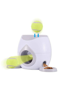 AGAWA Automatic Dog Ball Launcher with Feeder,Interactive Dog Ball Fetch and Treat Dispenser Treat Toy Tennis Ball Reward Machine for Dogs