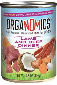 OrgaNOMics Lamb & Beef Dinner for Dogs, 12 - 12.8 oz Cans