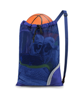 Beegreen Blue Swim Bag Mesh Beach Bag Swimming Bag Large Pool Bag W 177 x L 255 Net Bag Foldable gym Sport Equipment Drawstring Bag Lightweight Washable