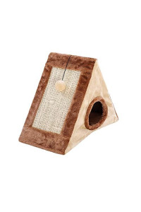 Chaotai Pet Tent Soft Bed for Dog and Cat,Foldable Cat Cave Toy Bed Playhouse with Scratching Board,Triangle Cat Bed Tent House