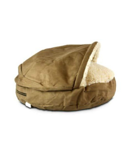Luxury Orthopedic Cozy Cave Pet Bed in Camel & Cream, 45" L x 45" W. Ideal for Either Dogs and Cats, is Perfect and fits in Easily with Your existing Home Decor.