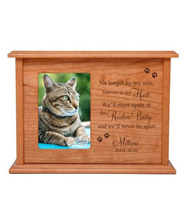 LifeSong Milestones Personalized Pet Cremation Urn with 4x6 Photo for Dogs Cats Pet Ashes No Longer by My Side Holds Small Portion of Ashes (Cherry)