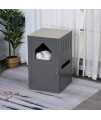 Unique Nice Compact Double-Decker Cat Litter Box 2 Story Indoor Pet Crate Luxury with Toilet, Grey Space Saver