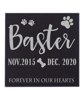 CustomizationMill Pet Memorial Stone Personalized - Granite Dog Grave Marker | 12 x 12 | Sympathy Poem, Loss of Pet Gift, Indoor - Outdoor Pet Headstone - Forever in Our Hearts Grave Marker