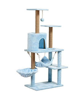 Zhlj 51 Inches Multi-Level Cat Tree With Sisal Scratching Posts Plush Perches Condo And Basket Cat Tower Furniture Kitten Activity Center