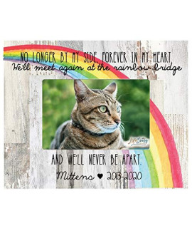 LifeSong Milestones Personalized Rainbow Bride Poem Pet Memorial Wooden 8"x 10" Picture Frame Message Quotes Gift for Loss of Loved pet- Bereavement Sympathy Memorial Gift (Light Distressed)
