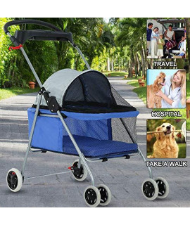 Dog Stroller Pet Jogger Stroller 4 Wheels pet Stroller cat Dog cage Stroller Travel Folding Carrier with Cup Holders Waterproof Strolling Cart 35Lbs Capacity for Small Medium Dogs & Cats
