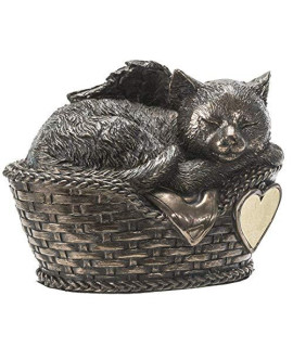 Amazing GiftImpact Pet Memorial Angel Cat Sleeping in Basket Cremation Urn Bronze Finish Bottom Load 30 Cubic Inch