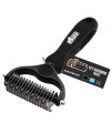 gorilla grip Stainless Steel Pet grooming Rake, comfort Handle, Dematting and Deshedding Dog Brush, Prevent Mats and Tangles, 2 Sided cats and Dogs Hair comb, groom Short Long Undercoat Fur, Black