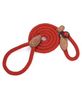 Mile High Life Strong Soft Dog Slip Leash Premium Poly Cotton Soft Comfortable Rope Dog Leash Dog Lead Supports Strong Pulling Large Medium Small Dogs 4 Or 5 Feet(Red 4 Foot (Pack Of 1))