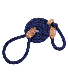 Mile High Life Strong Soft Dog Slip Leash Premium Poly Cotton Soft Comfortable Rope Dog Leash Dog Lead Supports Strong Pulling Large Medium Small Dogs 4 Or 5 Feet(Navy 5 Foot (Pack Of 1))