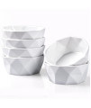 6 Oz Porcelain Ramekinsdessert Bowls - Delling Geometric Ramekins Souffle Dishes - White Snackramekinscreme Brulee Dish Set For Baking, Dessert, Ice Cream - Ramekins Oven Safe Set Of 6