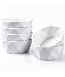 6 Oz Porcelain Ramekinsdessert Bowls - Delling Geometric Ramekins Souffle Dishes - White Snackramekinscreme Brulee Dish Set For Baking, Dessert, Ice Cream - Ramekins Oven Safe Set Of 6