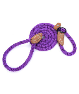 Mile High Life Strong Soft Dog Slip Leash Premium Poly Cotton Soft Comfortable Rope Dog Leash Dog Lead Supports Strong Pulling Large Medium Small Dogs 4 Or 5 Feet(Purple 5 Foot (Pack Of 1))