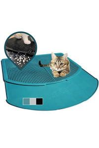 DzelCat SpreadZtrap Cat Litter Mat - Disinfectable ABS Plastic Litter Catcher Tray for Cats & Dogs - Waterproof 16"X19" Large Trapping Box Mat & Food Mat - Easy to Clean, Urine-Proof, Scatter Control