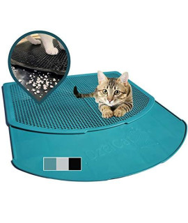 DzelCat SpreadZtrap Cat Litter Mat - Disinfectable ABS Plastic Litter Catcher Tray for Cats & Dogs - Waterproof 16"X19" Large Trapping Box Mat & Food Mat - Easy to Clean, Urine-Proof, Scatter Control