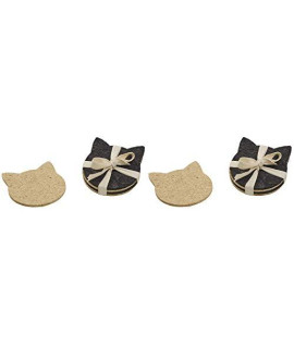 ORE Originals Living Goods Coaster Recycled Rubber Cat Head, 4 Count (1, ?wo ?ack)