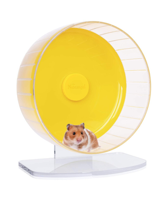 Niteangel Super-Silent Hamster Exercise Wheels: - Quiet Spinner Hamster Running Wheels With Adjustable Stand For Hamsters Gerbils Mice Or Other Small Animals (L, Lemon Yellow)