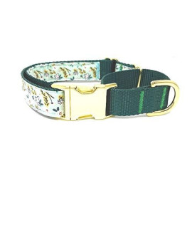 Big Pup Pet Fashion Green, Yellow, Gold, Floral Dog Collar, Martingale with Metal Buckle, for Girls, Female, Small, Medium, Large, XL Dogs (L 1" W X 18-26")