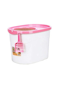 Clean Cat Litter Box Top Entrance Type Fully Enclosed Large Litter Box Cat Toilet Top Cover Leaking Sand New Pet Supplies Cat Litter Box (Color : B)