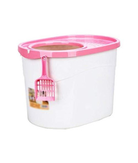 Clean Cat Litter Box Top Entrance Type Fully Enclosed Large Litter Box Cat Toilet Top Cover Leaking Sand New Pet Supplies Cat Litter Box (Color : B)