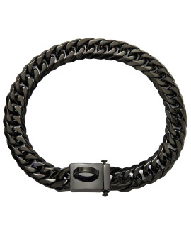 ToBeTrendy Dog Chain Collar Metal with Design Secure Buckle, High Polished Stainless Steel Cuban Link 16MM Heavy Duty Chew Proof Walking Collar(Black, 16MM, 24")
