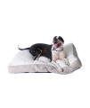 Armarkat Mat Model M12HMB/MB-L Large with Handle, Dog Crate Mat with Poly Fill Cushion & Removable Cover, Beige/White