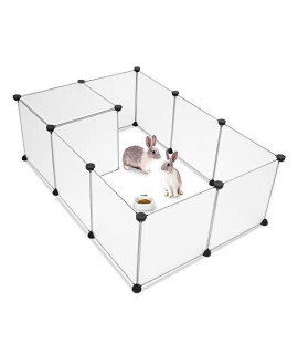 SUR-SOUL Pet Playpen, Portable Indoor Large Plastic Yard Fence Small Animals, Guinea Pigs, Puppy Kennel Crate Fence Tent, White(12 Panels, 28 X 20 inches)
