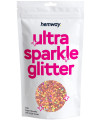 Hemway Premium Ultra Sparkle Glitter Multi Purpose Metallic Flake For Arts Crafts Nails Cosmetics Resin Festival Face Hair - Rose Gold Holographic - Super Chunky (18 0125 3Mm) 100G 35Oz