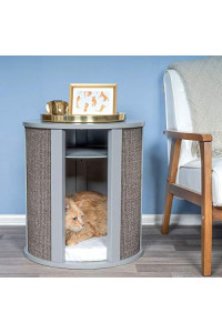 THE REFINED FELINE Purrrrfect Cat Bed End Table Nightstand with 2 Curved Sisal Scratching Post, Perfect Cat Scratcher Claw Pad