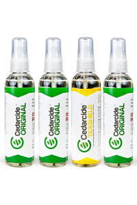 Cedarcide Original + Tickshield Family 4-Pack (Large) Cedar Oil Flea & Tick Bug Spray for Hikers, Dogs + Cats