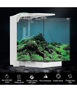 Sxyx 5 Gallon Fish Bowl High-Definition Clear Glass Fish Tank 27 Decibel Silent Water Pump Aquarium With Dual Filtration System-D1