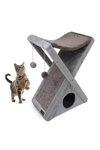 GOOPAWS Cat Foldable Tower Tree - Cat Toys and Beds & Cats Play Towers/Cat Scratching Post for Large Cats/larfe Cat House/Cat Accessories