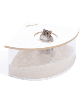 Niteangel Animal Sand-Bath Box - Acrylic Critters Sand Bath Shower Room Digging Sand Container For Hamsters Mice Lemming Gerbils Or Other Small Pets (Triangle, White)