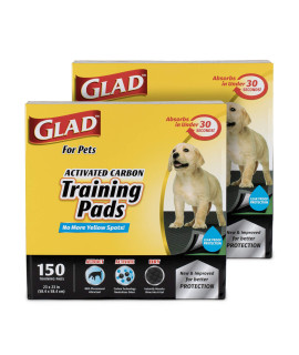 Glad for Pets Black Charcoal Puppy Pads, 150 Count - 2 Pack | Puppy Potty Training Pads That Absorb & NEUTRALIZE Urine Instantly | New & Improved Quality Puppy Pee Pads