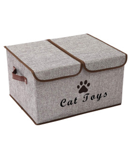 Morezi Large Cat Toy Storage Box With Lid Basket Organizer - Perfect Collapsible Bin For Living Room, Playroom, Closet, Home Organization - Lightgray - Cat